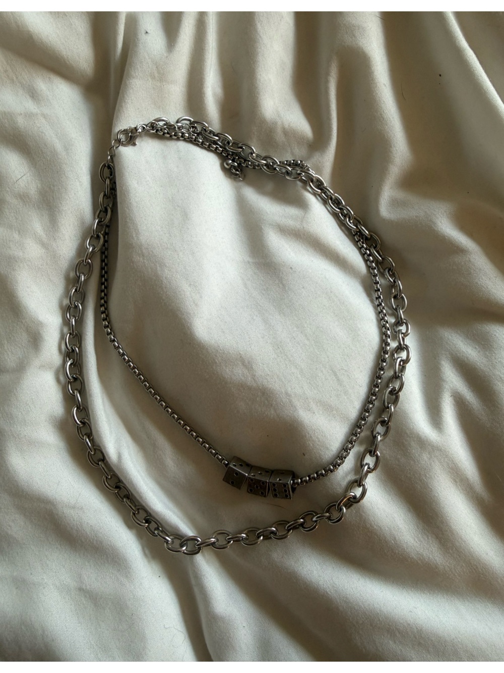Silver dice Multi-Chain Pendant Women’s Necklace